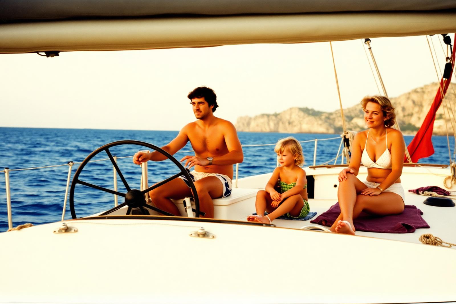 Une famille vivant à bord d'un voilier dans les années 1980
